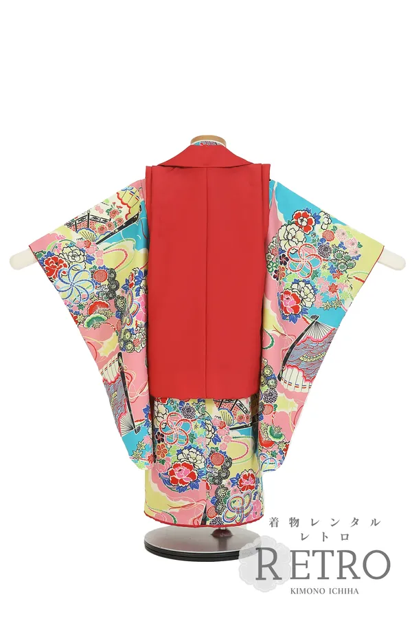 ３歳アンティーク百花繚乱レンタル着物　着用イメージ